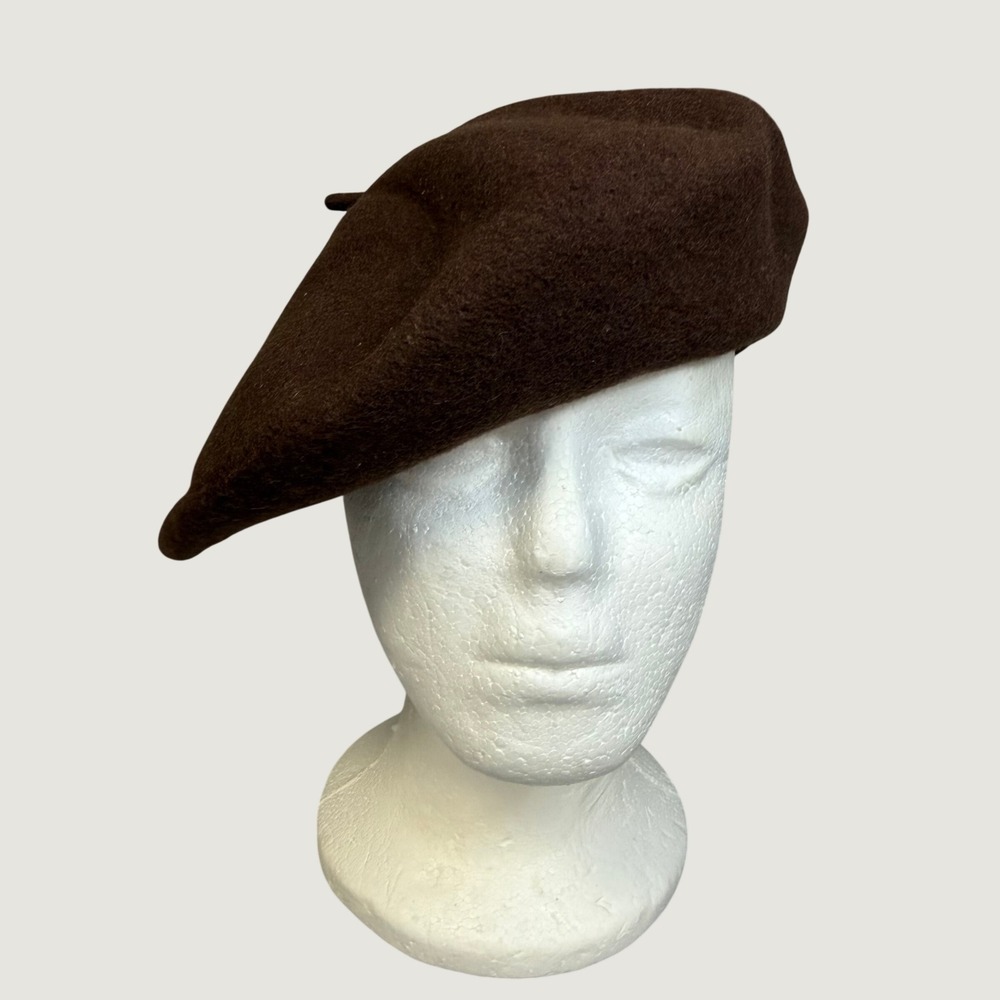 Beret Basque De Luxe Brown 100% Wool Hat Made in Czech Republic RN 58584